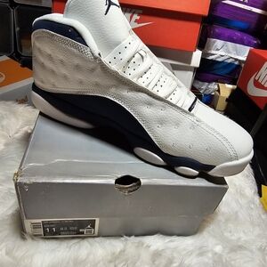 Jordan Retro White and Navy Sneakers